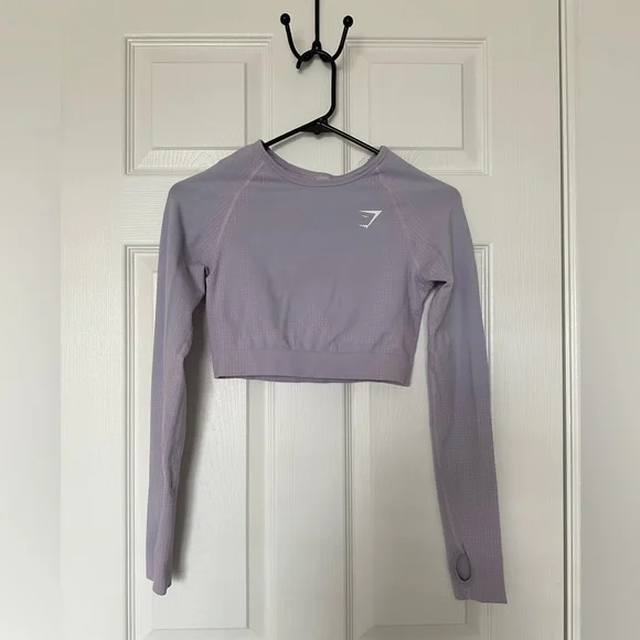 Gymshark Lavender Long Sleeve Crop Top - Picture 1 of 6